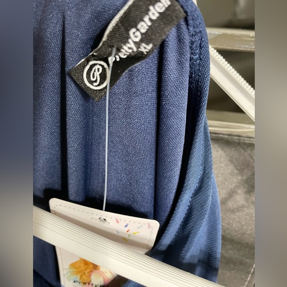 Elegant Navy One-Shoulder Dress PTP 19.5 inches to 21.5" - Picture 9 of 11